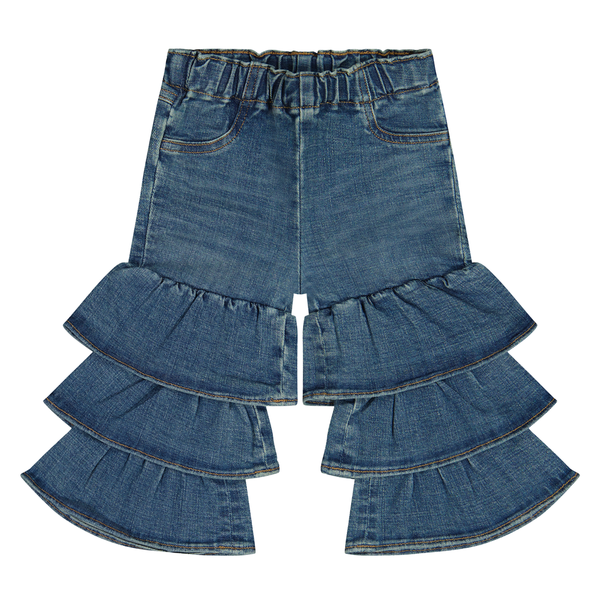112382701 Wrangler Baby & Toddler Girls Pull Up Tiered Flare Jean - Denim