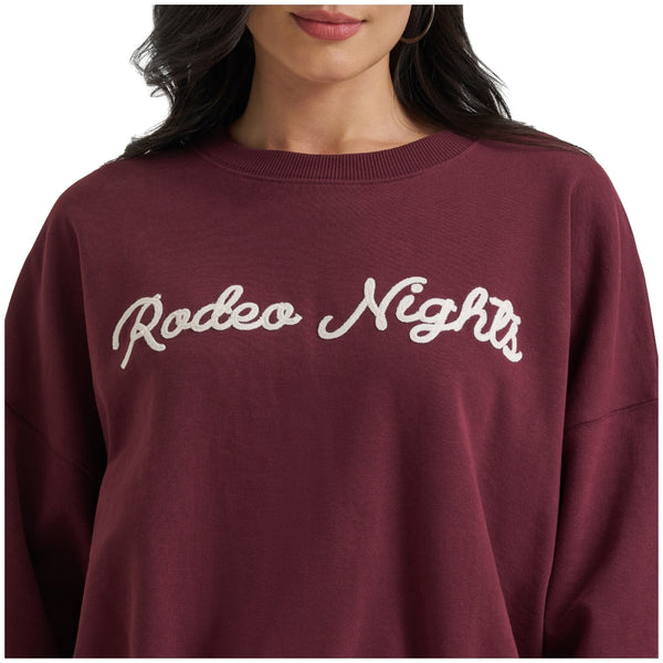 112382793 Wrangler X Lainey Wilson Women's Rodeo Nights Sweatshirt - Burgundy