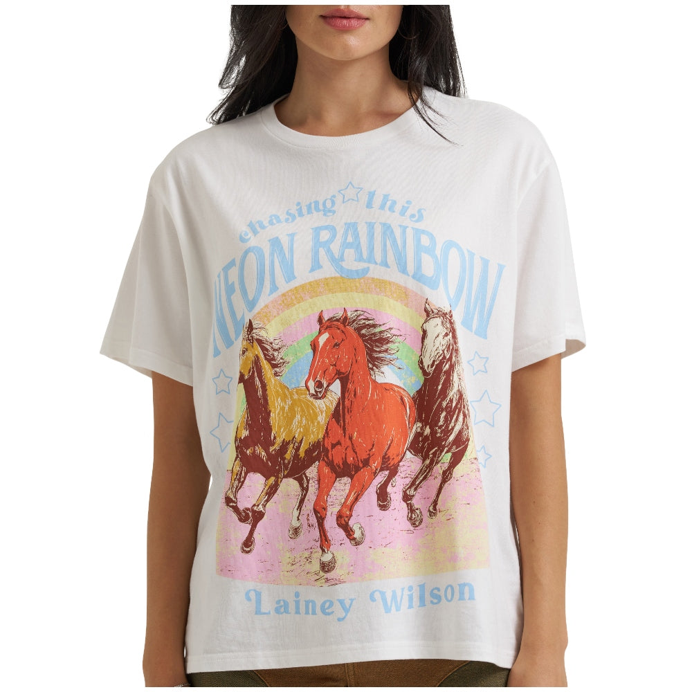 112382813 Wrangler X Lainey Wilson Women's Neon Rainbow T-Shirt - White