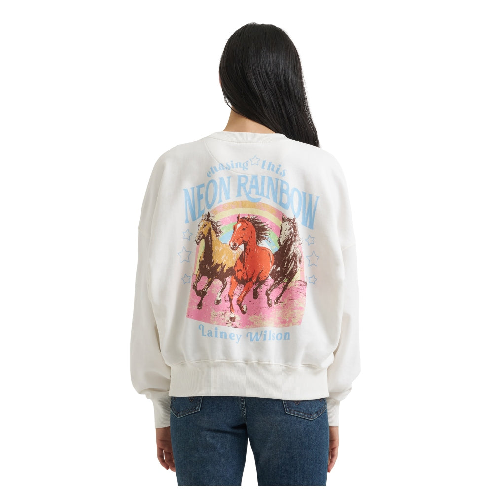 112382846 Wrangler X Lainey Wilson Women's Neon Rainbow Sweatshirt - White