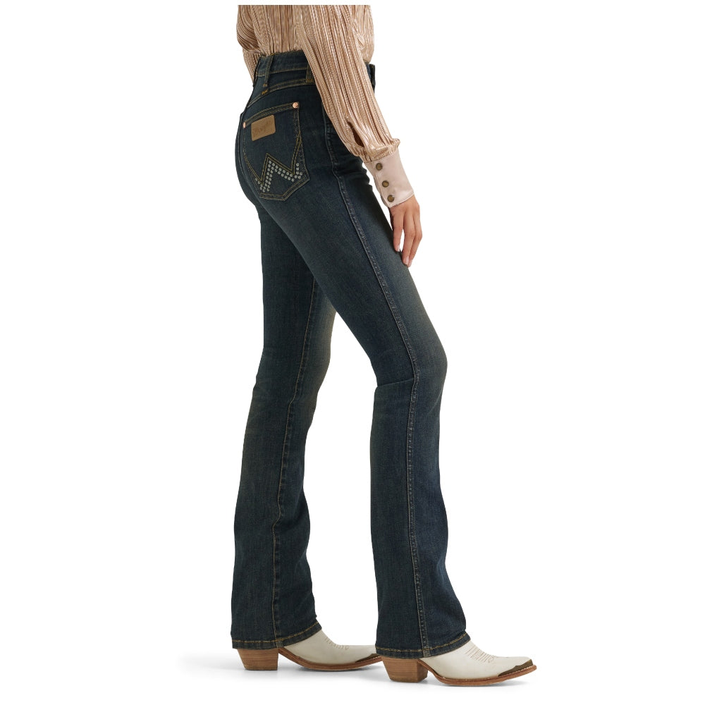 112382916 Wrangler X Lainey Wilson Women's Boot Hugger Studded Jean - Dark Denim