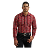 112384296 Wrangler Men's Checotah Dress Western Classic Fit Long Sleeve Snap Shirt - Red