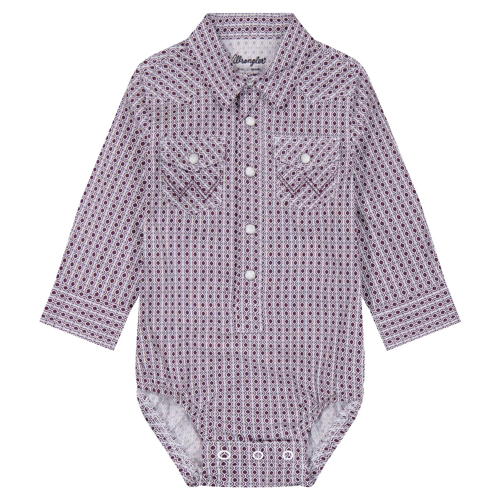 112384756 Wrangler Baby Boy Long Sleeve Bodysuit - Purple/Grey