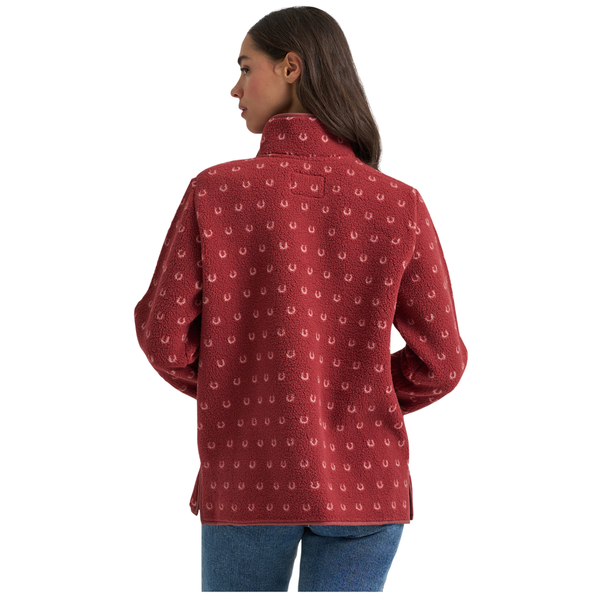112385334 Wrangler Women's Retro Americana Sherpa 1/4 Zip Pullover - Rose