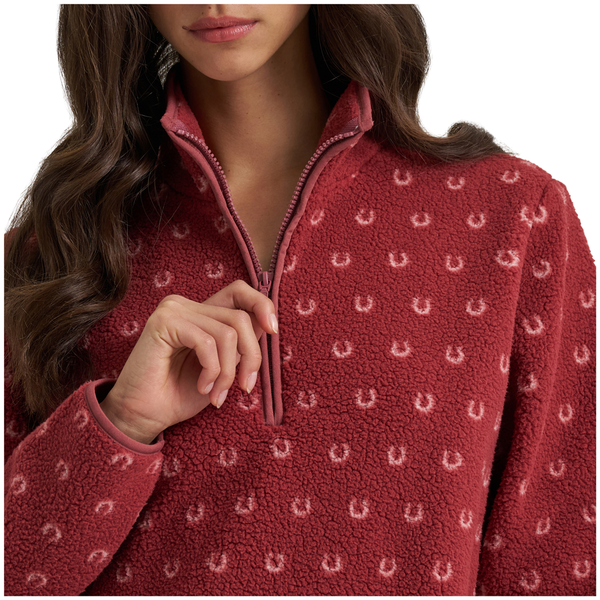 112385334 Wrangler Women's Retro Americana Sherpa 1/4 Zip Pullover - Rose