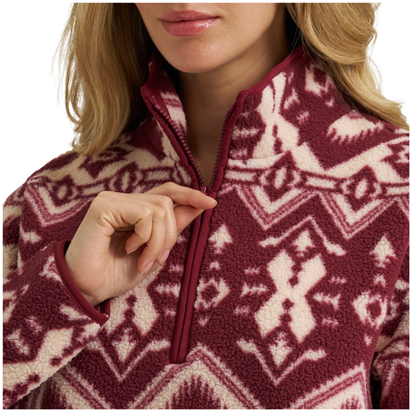 112385382 Wrangler Women's Retro Vintage Sherpa 1/4 Zip Pullover - Burgundy