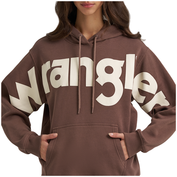 112385387 Wrangler Women's Wide Open Spaces Logo Hoodie - Brown