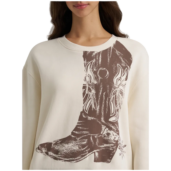 112385399 Wrangler Women's Retro Vintage Oversized Cropped Sweatshirt - Cream