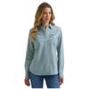 112385442 Wrangler Women's Performance Aria Long Sleeve Western Shirt - Green Stripe
