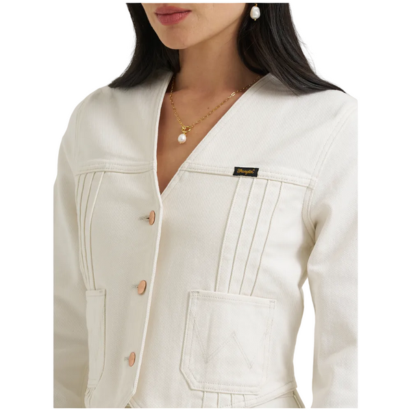 112385568 Wrangler Lainey Wilson Long Sleeve Denim Top - White