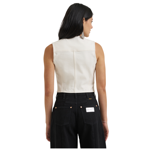 112385569 Wrangler Lainey Wilson Denim Vest - White