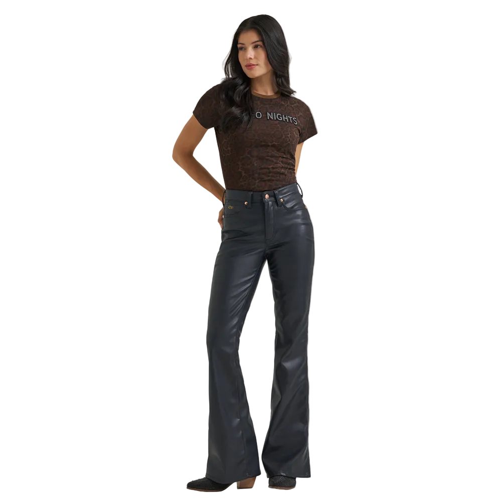 112385583 Wrangler Lainey Wilson Women's Flare Faux Leather Jean - Black