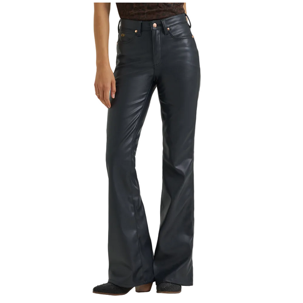 112385583 Wrangler Lainey Wilson Women's Flare Faux Leather Jean - Black