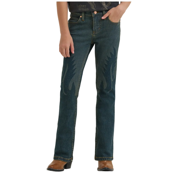 112385595 Wrangler X Lainey Wilson Girls Boot Hugger Jean - Denim