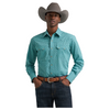 112385603 Wrangler Men's Retro Long Sleeve Modern Fit Shirt - Turquoise