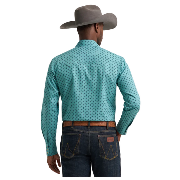 112385603 Wrangler Men's Retro Long Sleeve Modern Fit Shirt - Turquoise