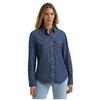 112385708 Wrangler Women's Retro Americana Denim Vintage Long Sleeve Snap Shirt