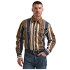 112385789 Wrangler Men's Classic Fit Vintage Inspired Brushpopper Long Sleeve Shirt - Brown & Blue Stripe