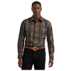112385791 Wrangler Men's Checotah Dress Classic Fit Western Long Sleeve Snap Shirt - Brown/Black