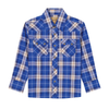 112385824 Wrangler Boys Retro Long Sleeve Snap Shirt - Blue