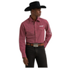 112385927 Wrangler Men's Classic Fit Long Sleeve Logo Snap Shirt - Red Print