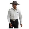 112385928 Wrangler Men's Classic Fit Long Sleeve Logo Snap Shirt - Grey