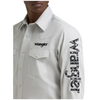 112385928 Wrangler Men's Classic Fit Long Sleeve Logo Snap Shirt - Grey