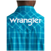112385930 Wrangler Men's Classic Fit Long Sleeve Logo Snap Shirt - Aqua Plaid