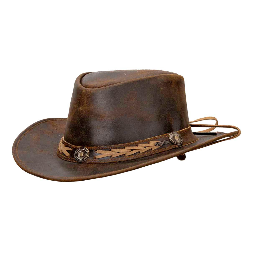 13011 Outback Trading Company Ridge Leather Hat - Brown