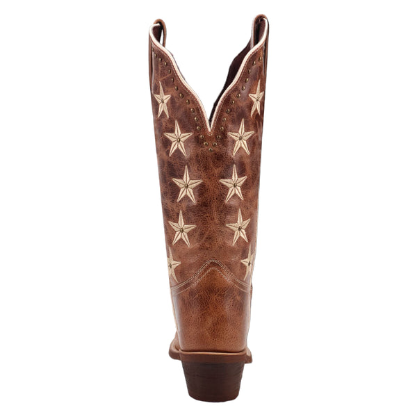 20014 Laredo Womens Serenade Wide Calf Snip Toe Cowboy Boot - Brown with Studs