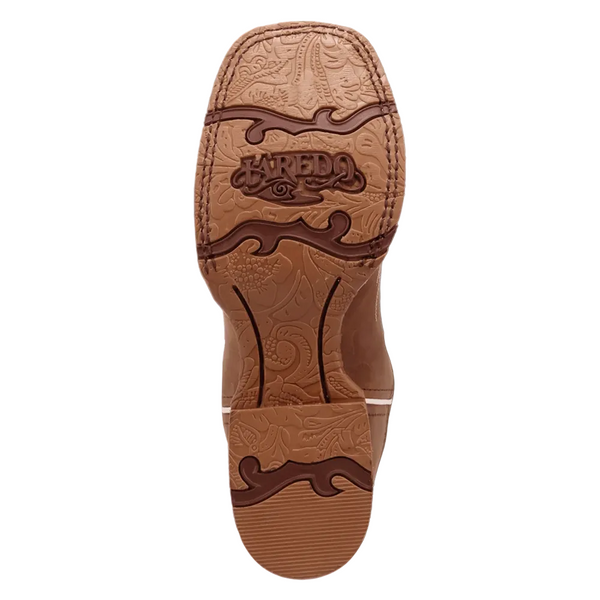 2038 Laredo Women's Spurred Wide Square Toe Cowboy Boot - Tan