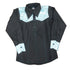 209329 Royal Highness Girls Black and Turquoise Yoke Long Sleeve Button Down Shirt