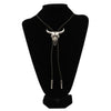 22233 Double S Silver Steer Skull Bolo Tie