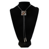 22407 Double S Bolo Tie - Feather with Turquoise Stone