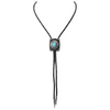 22413 Double S Bolo Tie - Dark Antique with Turquoise Stone