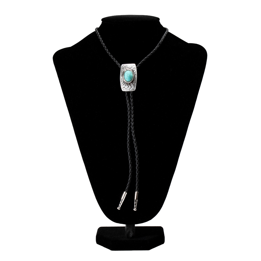 22416 Double S Bolo Tie - Scroll Turquoise