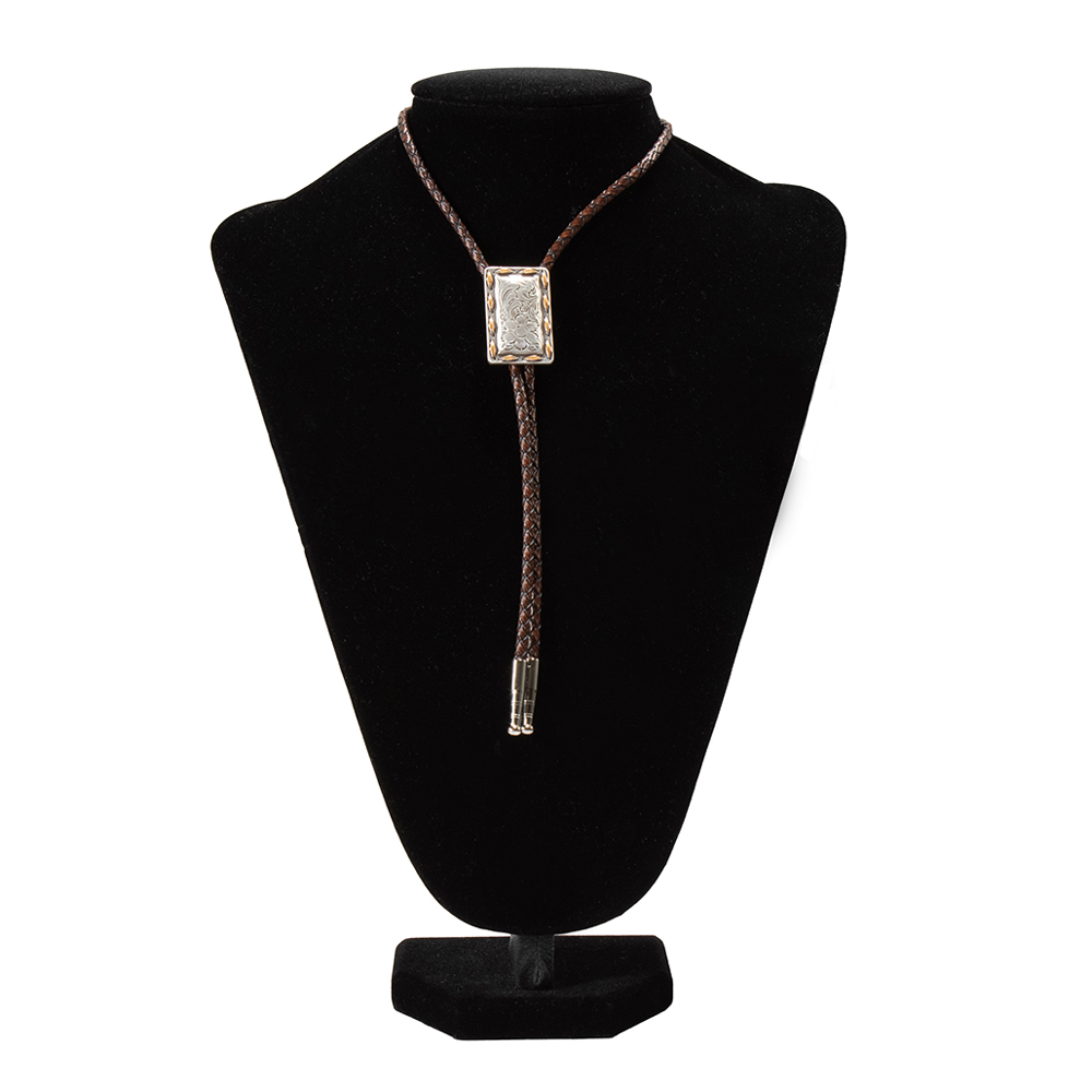 22421 Double S Bolo Tie - Rectangle Buck Lace