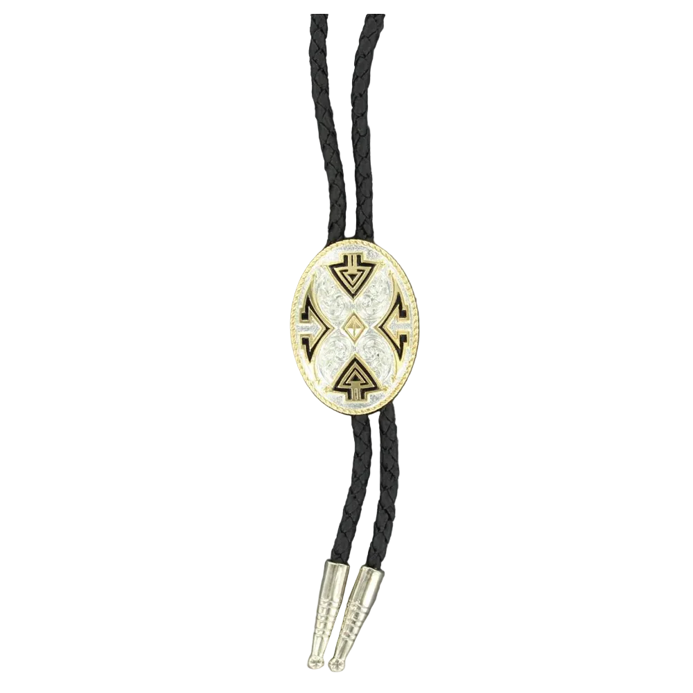 22732 Double S Bolo Tie - Oval Aztec
