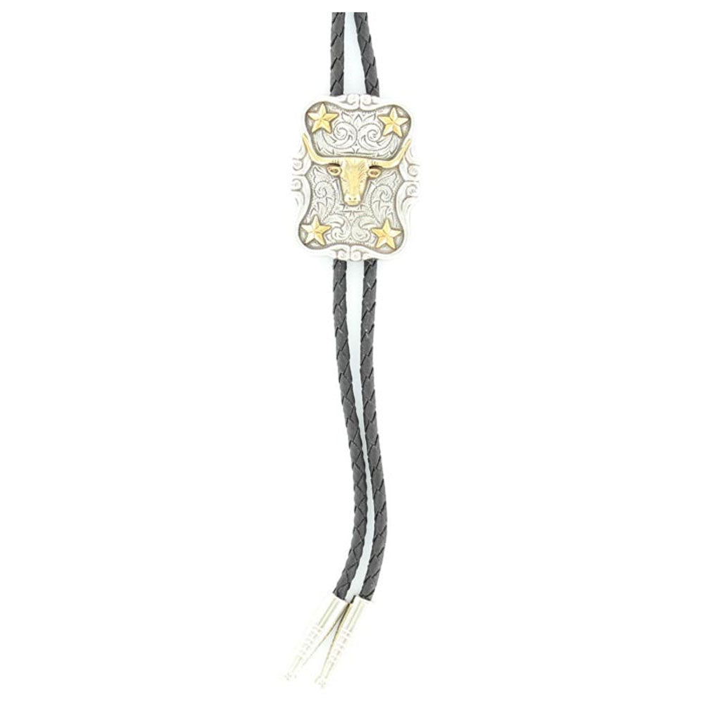 22822 Rectangle Long Horn Star Design Bolo Tie