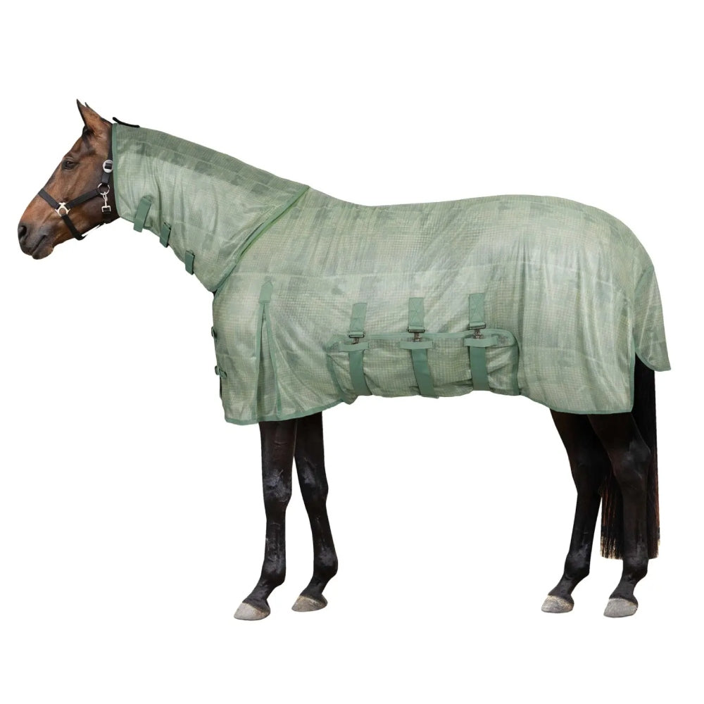 24QWECS-NDGR Horze Defense Combo Neck Fly Sheet - New Extremes Dot