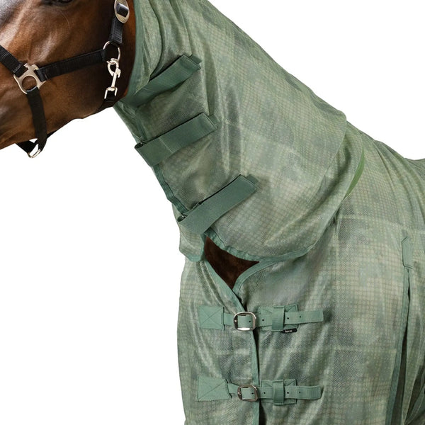 24QWECS-NDGR Horze Defense Combo Neck Fly Sheet - New Extremes Dot