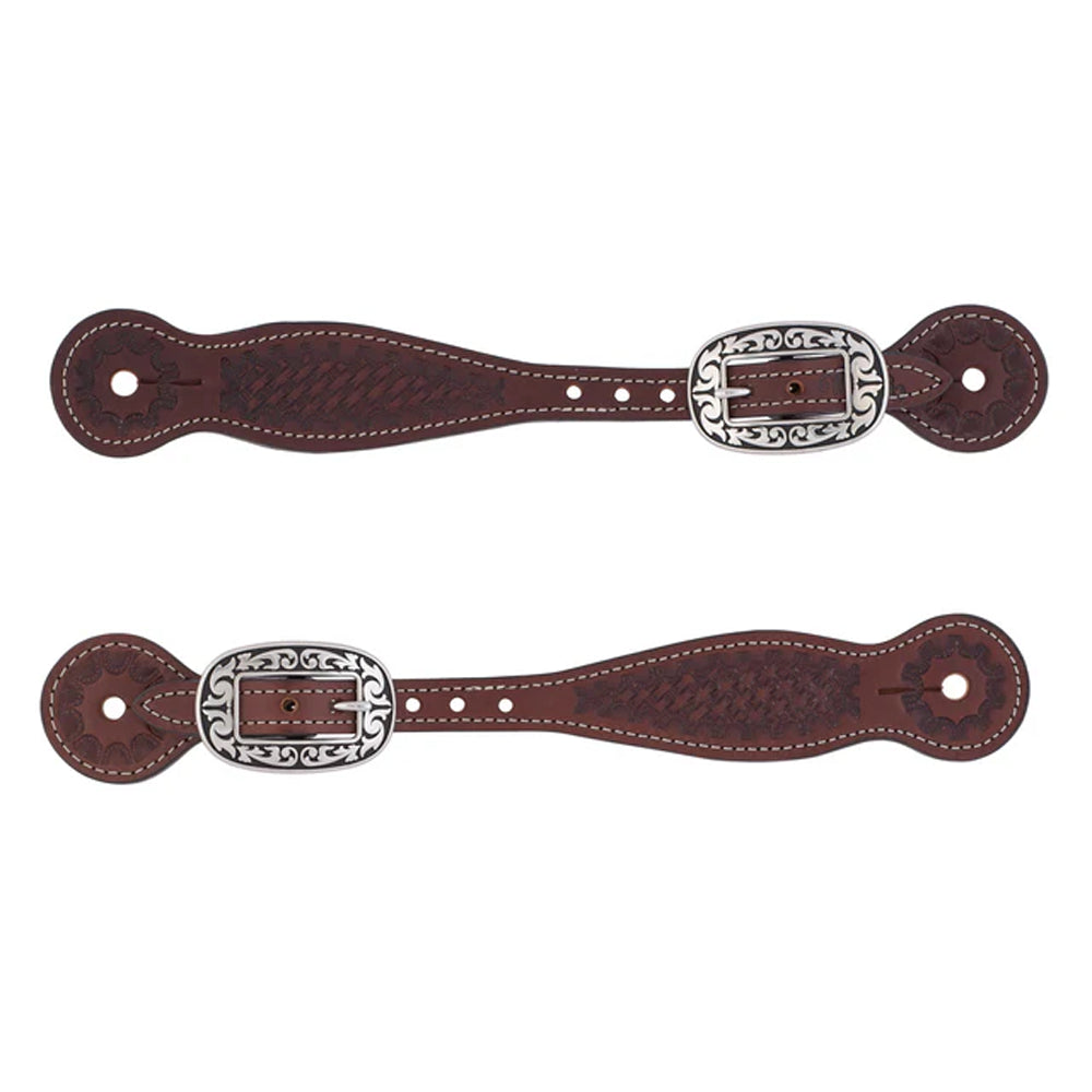 30-0176-BR Weaver Leather Basin Cowboy Thin Spur Straps - Brown