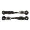 30-0296-BK Weaver Leather Basket Weave Spotted Bridle Leather Spur Straps - Black