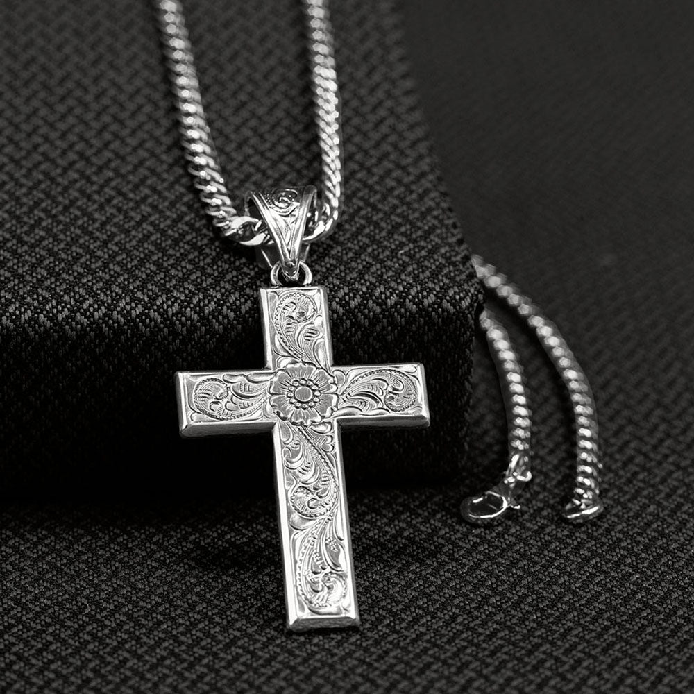 32106 Twister Men's Engraved Cross Necklace