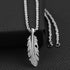 32126 Twister Men's Silver Feather Necklace