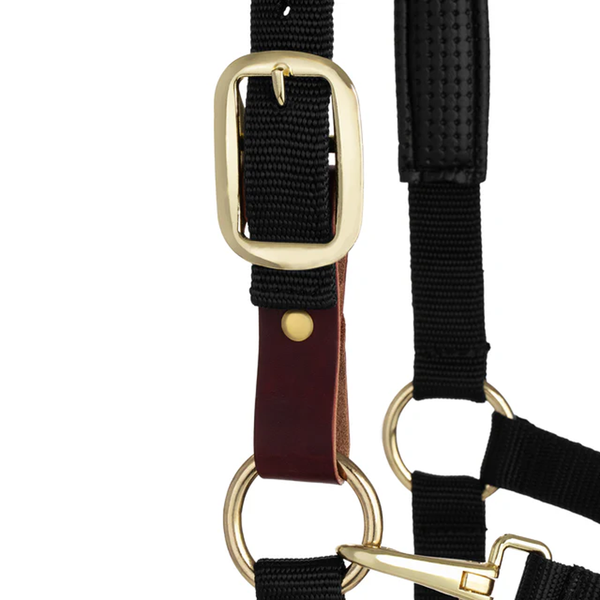 35-6075-BK Weaver Leather Padded Breakaway Adjustable Chin and Throat Snap Halter - Solid Black