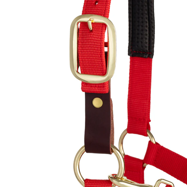 35-6075-RD Weaver Leather Padded Breakaway Adjustable Chin and Throat Snap Halter - Solid Red