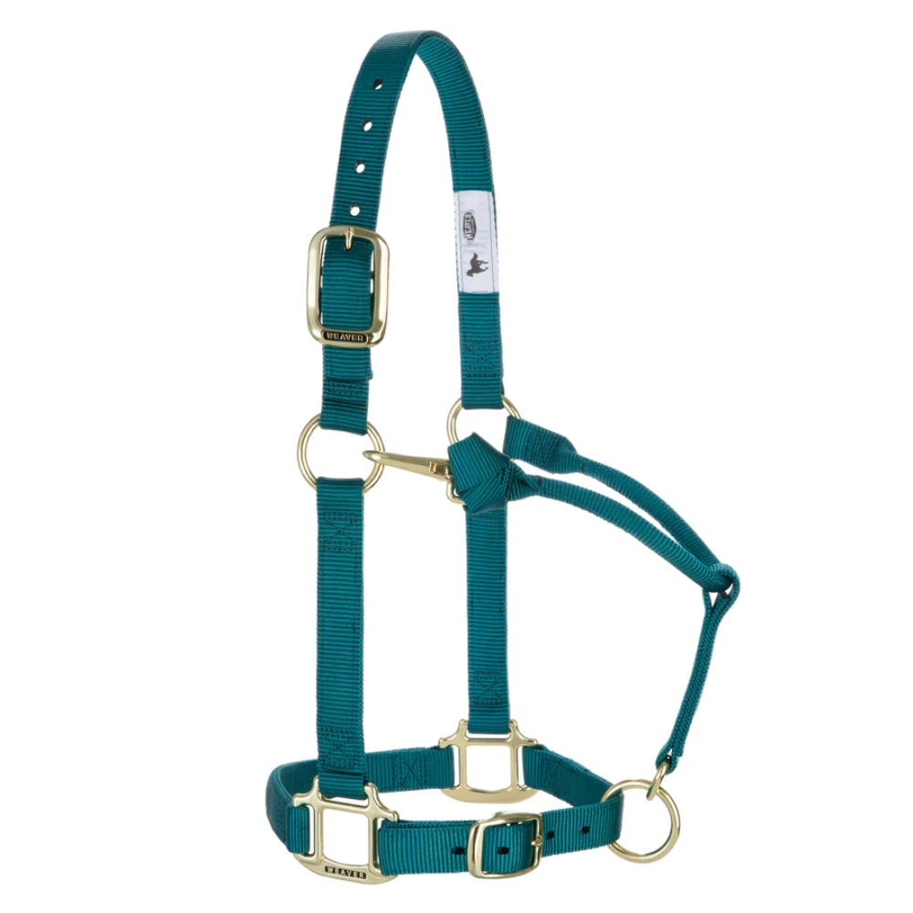 35-7033-49 Weaver Leather Yearling Original Adjustable Chin and Throat Snap 1" Halter - Teal