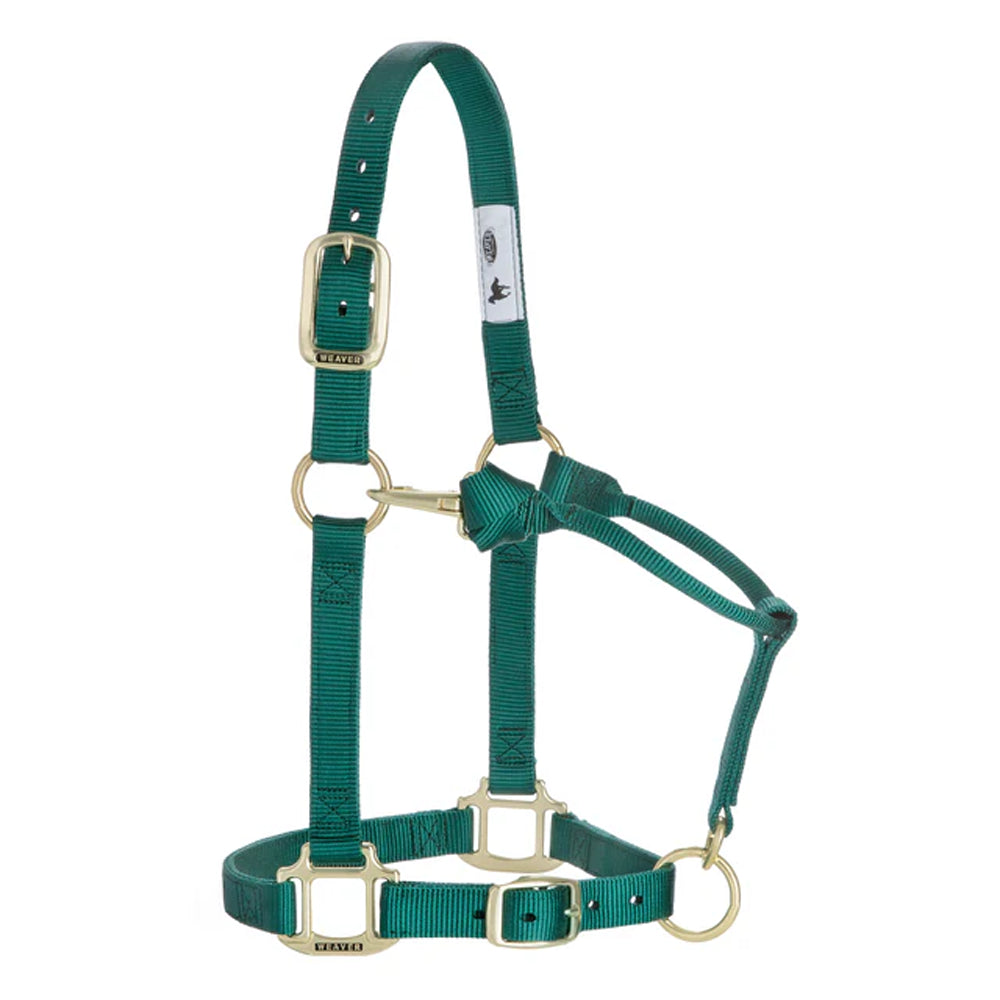 35-7033-HG Weaver Leather Yearling Original Adjustable Chin and Throat Snap 1" Halter - Hunter Green