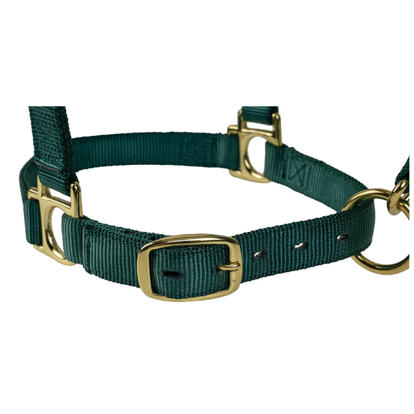 35005-50-25 Weaver Leather High Density Adjustable Chin and Throat Snap Halter -Hunter Green